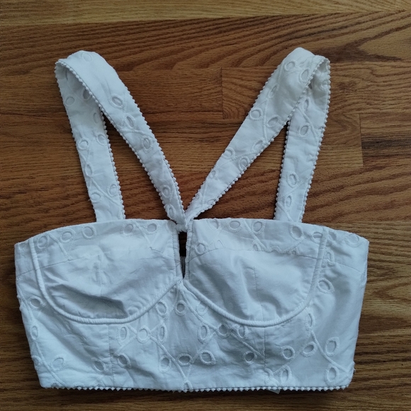 Zara White Halter Crop Top S - Picture 4 of 8